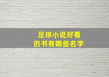 足球小说好看的书有哪些名字