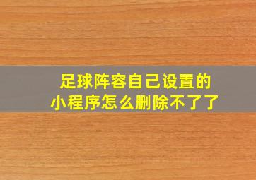 足球阵容自己设置的小程序怎么删除不了了