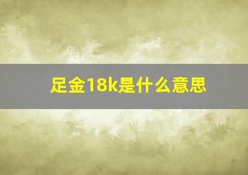 足金18k是什么意思