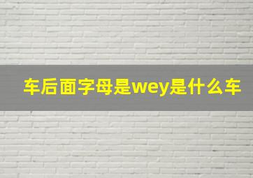 车后面字母是wey是什么车