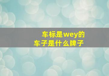 车标是wey的车子是什么牌子