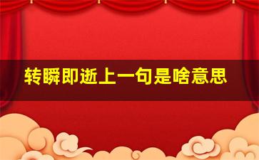 转瞬即逝上一句是啥意思