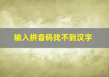 输入拼音码找不到汉字