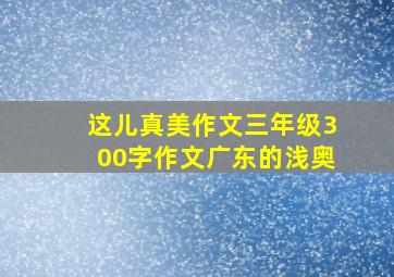 这儿真美作文三年级300字作文广东的浅奥