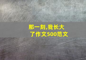 那一刻,我长大了作文500范文