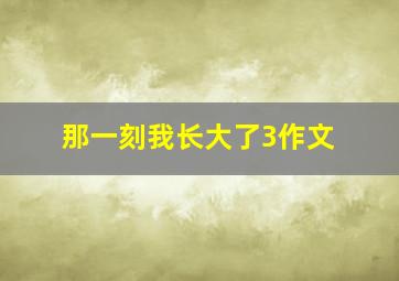 那一刻我长大了3作文