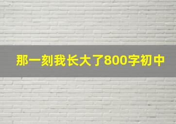 那一刻我长大了800字初中