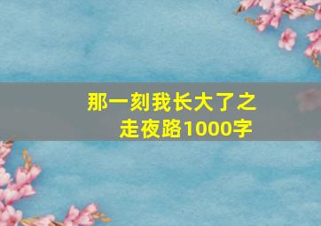 那一刻我长大了之走夜路1000字