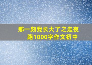 那一刻我长大了之走夜路1000字作文初中