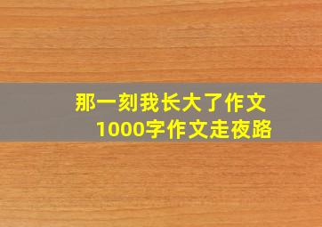 那一刻我长大了作文1000字作文走夜路