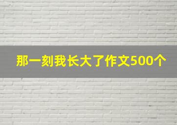 那一刻我长大了作文500个