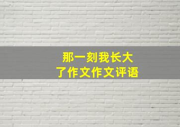 那一刻我长大了作文作文评语