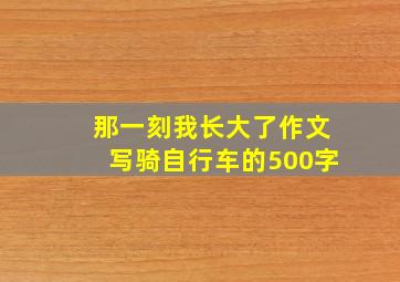 那一刻我长大了作文写骑自行车的500字