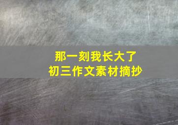 那一刻我长大了初三作文素材摘抄