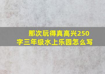 那次玩得真高兴250字三年级水上乐园怎么写