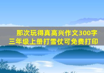 那次玩得真高兴作文300字三年级上册打雪仗可免费打印