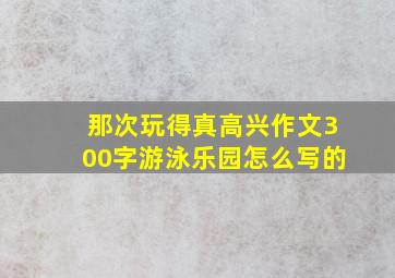 那次玩得真高兴作文300字游泳乐园怎么写的