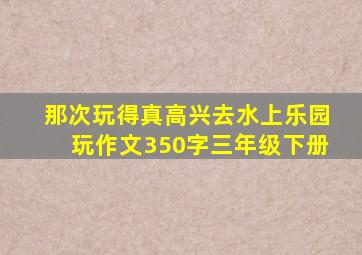 那次玩得真高兴去水上乐园玩作文350字三年级下册