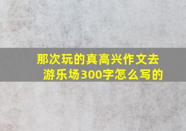 那次玩的真高兴作文去游乐场300字怎么写的