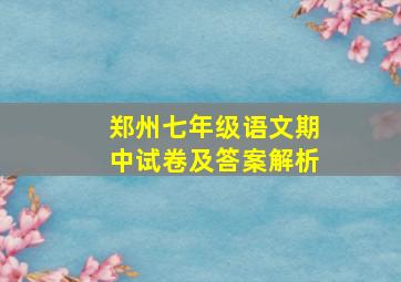 郑州七年级语文期中试卷及答案解析