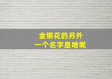 金银花的另外一个名字是啥呢