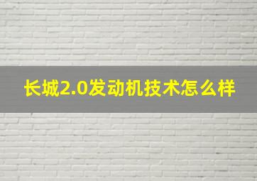 长城2.0发动机技术怎么样