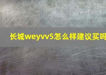 长城weyvv5怎么样建议买吗