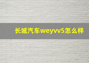 长城汽车weyvv5怎么样