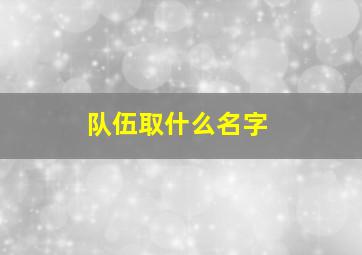 队伍取什么名字