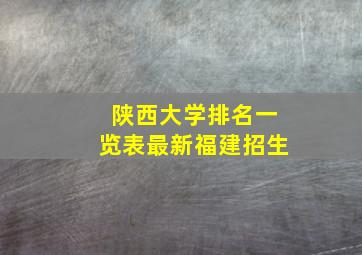 陕西大学排名一览表最新福建招生