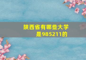 陕西省有哪些大学是985211的