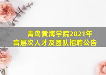 青岛黄海学院2021年高层次人才及团队招聘公告