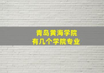 青岛黄海学院有几个学院专业