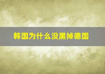 韩国为什么没黑掉德国