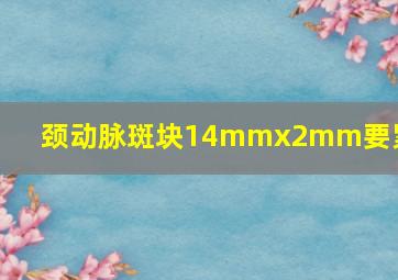 颈动脉斑块14mmx2mm要紧吗