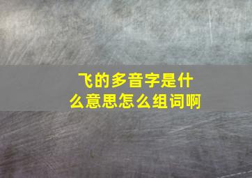 飞的多音字是什么意思怎么组词啊