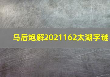 马后炮解2021162太湖字谜