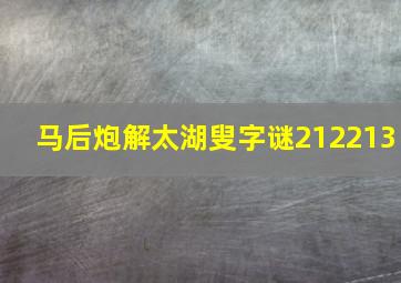 马后炮解太湖叟字谜212213