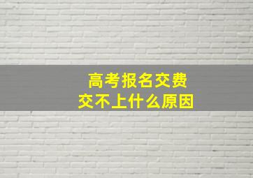 高考报名交费交不上什么原因