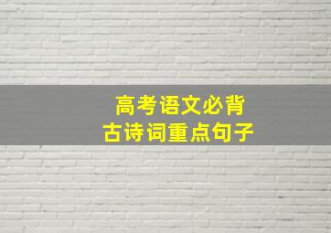 高考语文必背古诗词重点句子