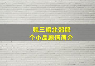 魏三唱北郊那个小品剧情简介