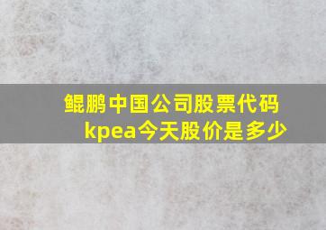 鲲鹏中国公司股票代码kpea今天股价是多少