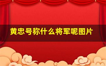 黄忠号称什么将军呢图片