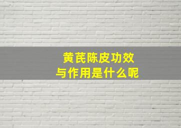 黄芪陈皮功效与作用是什么呢