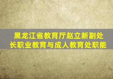 黑龙江省教育厅赵立新副处长职业教育与成人教育处职能