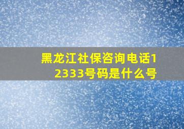 黑龙江社保咨询电话12333号码是什么号